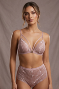 Nuvera Signature Set Pink — matching hookless padded bra and panty set, front view