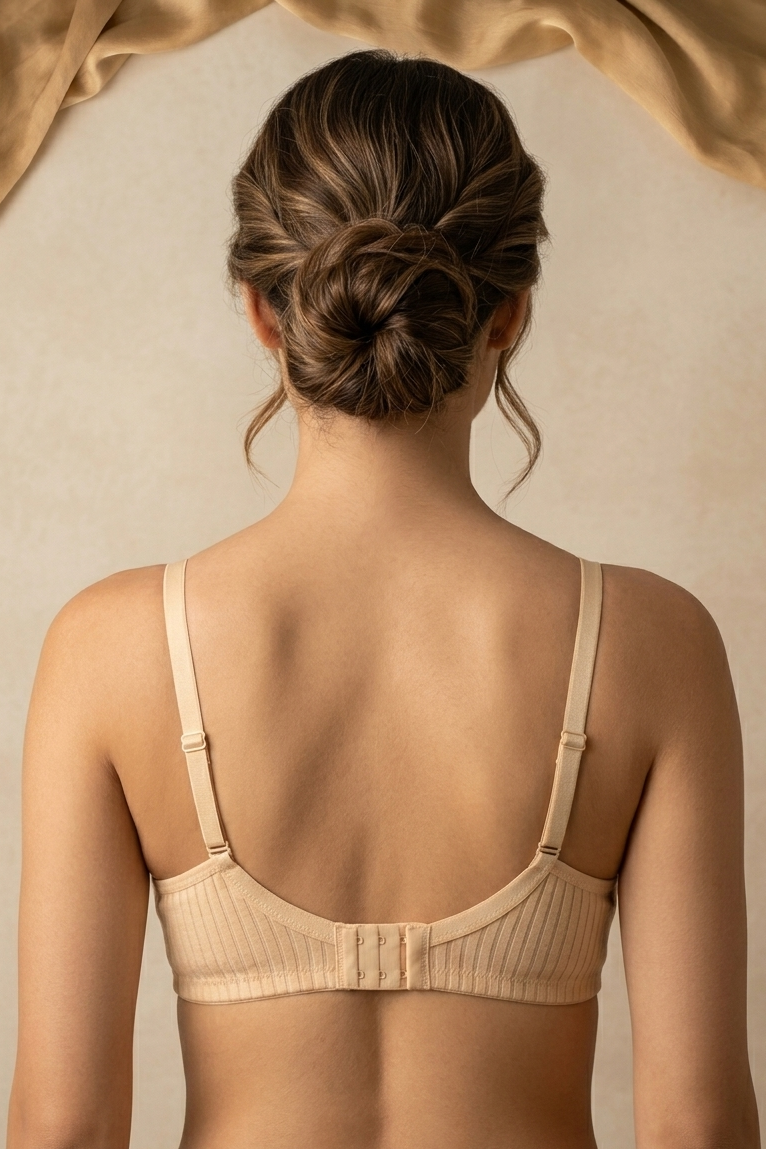 Everyday Cotton Bra - Light beige line patters