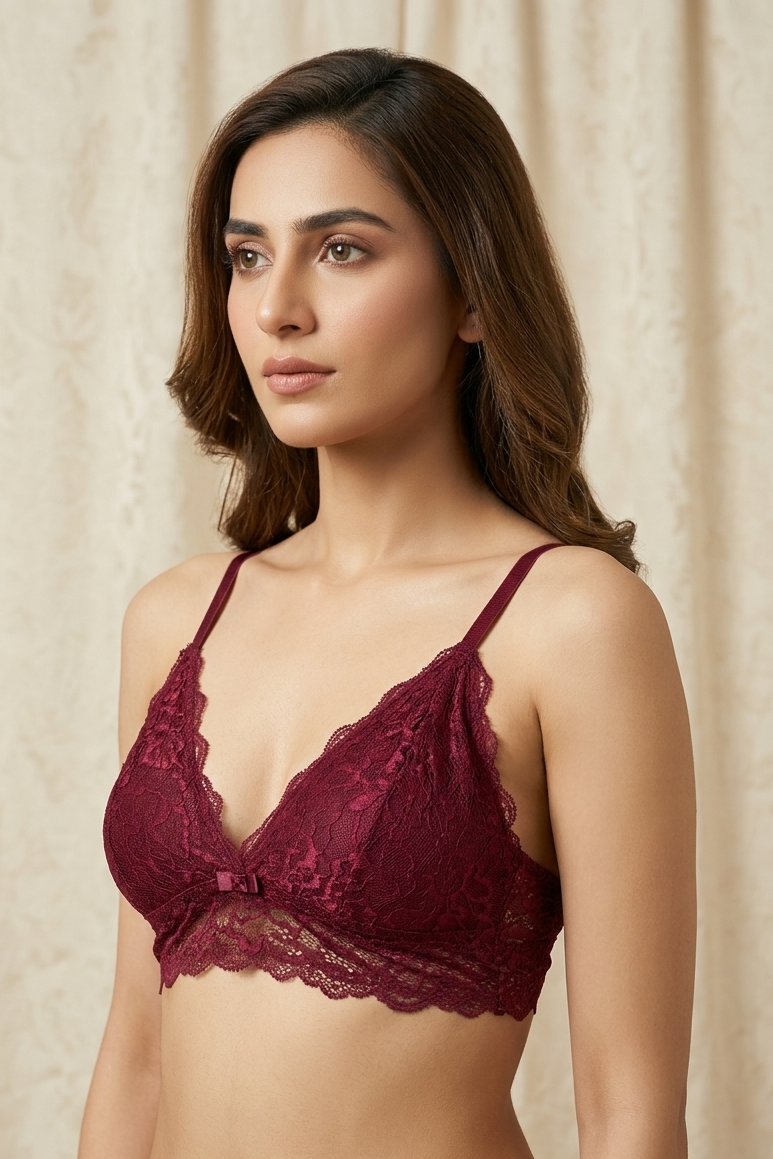 Breathable Net Bra - Maroon