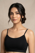 Nuvera Lightweight Bra Black — barely-there free size bra for women, front view
