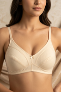 Nuvera Everyday Cotton Bra Light Brown — neutral tone soft cotton bra, front view