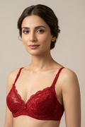 Nuvera Lace Bra Red — bold red lace bra for women, front view